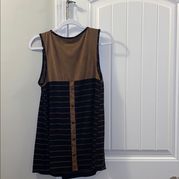 Suede Black and Brown Striped cute Tank Top - Picture 2 of 2